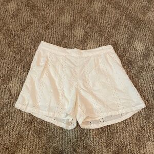 Chic White High Waist Eyelet Shorts